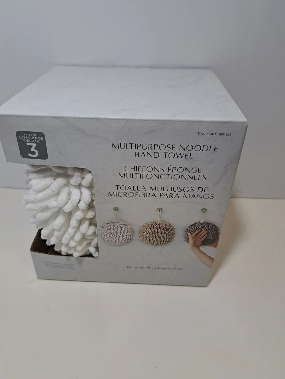 3-Pack Multipurpose Microfiber Plush Chenille Bath Scrubber White Beige Gray